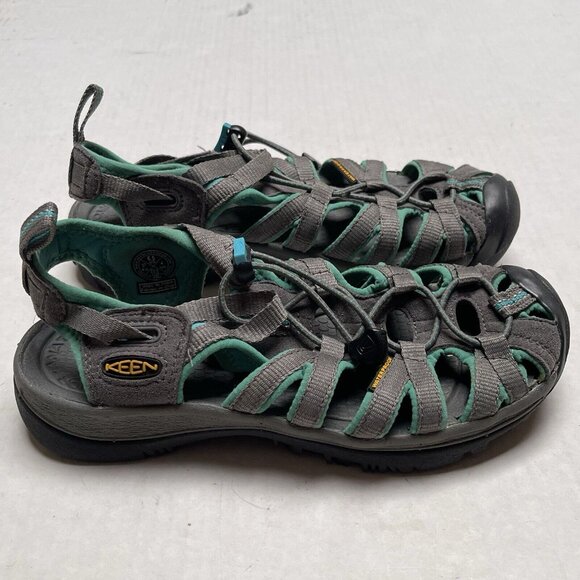 KEEN Shoes - Keen Whisper Fisherman Sandals Womens 6.5 Grey Teal Strappy Vacation Casual